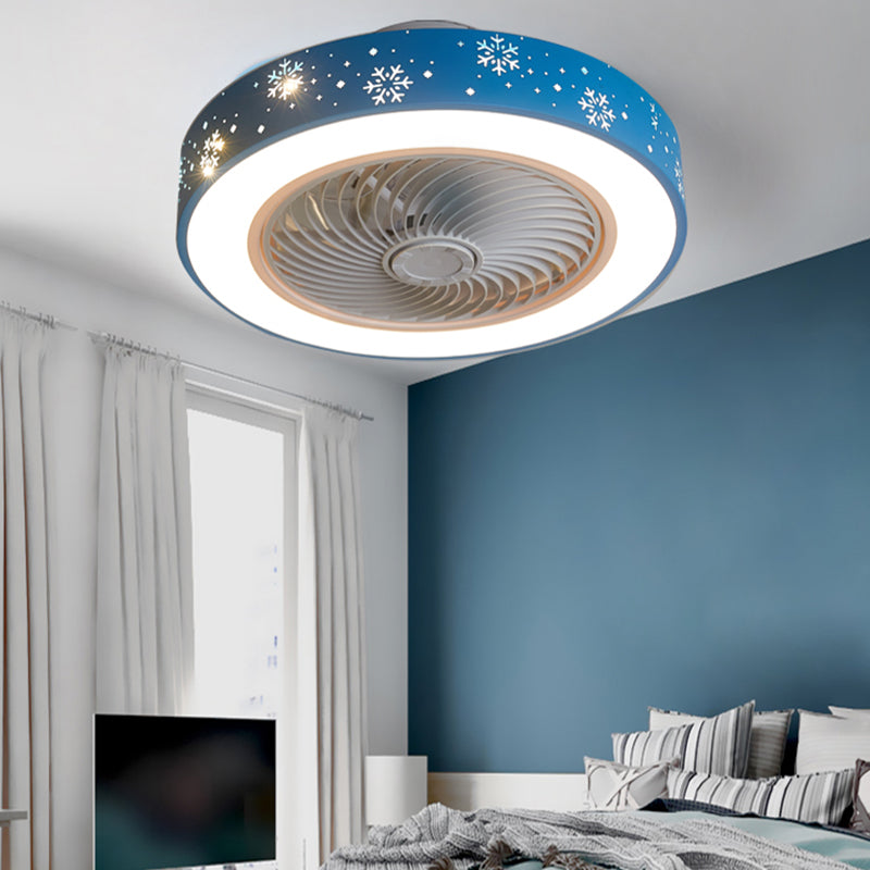Nordic ausgehöhlte runde Lüfterlampe Metallic Schlafzimmer LED Semi Flush Deckenleuchte