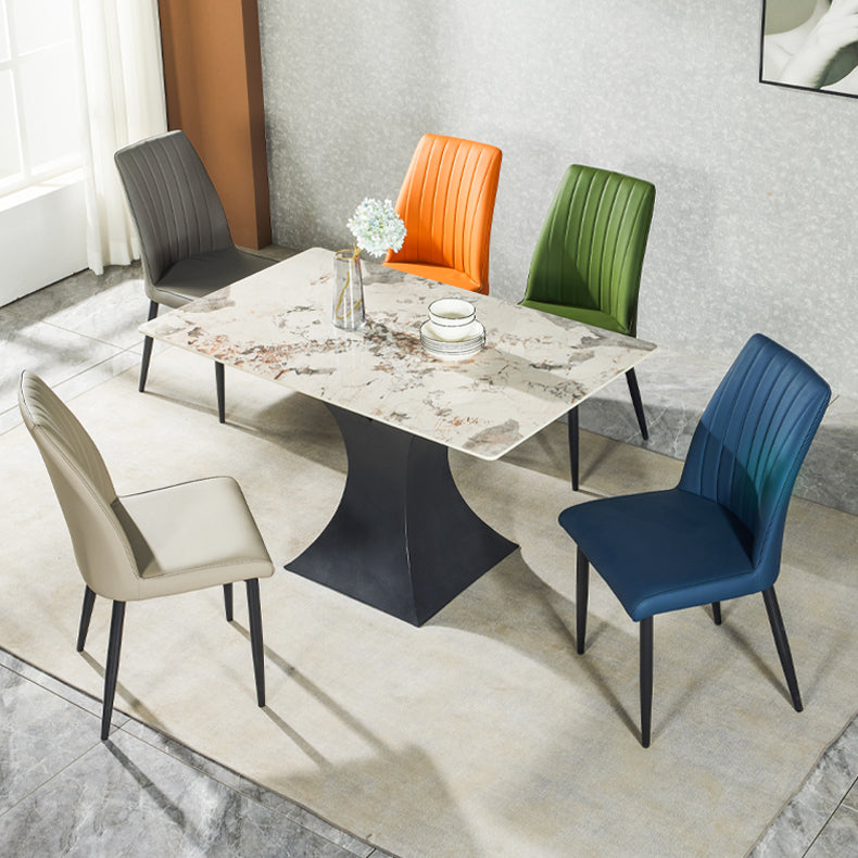 Silla lateral de comedor tapizada de estilo contemporáneo, silla sin brazos con respaldo sólido para uso doméstico