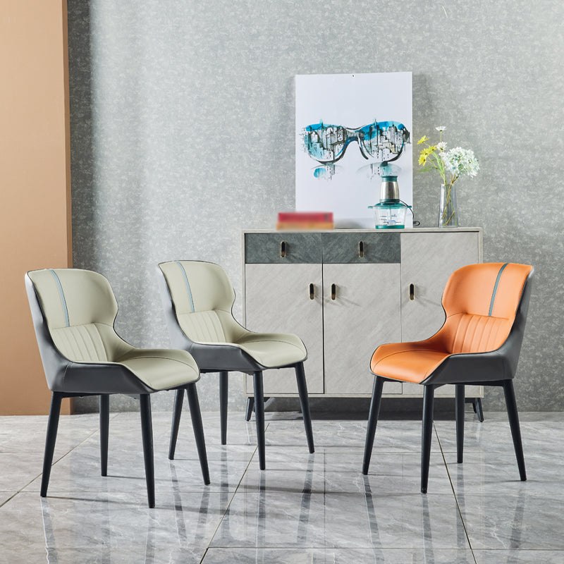 Inicio Sillón escandinavo Wingback Silla de comedor tapizada de metal