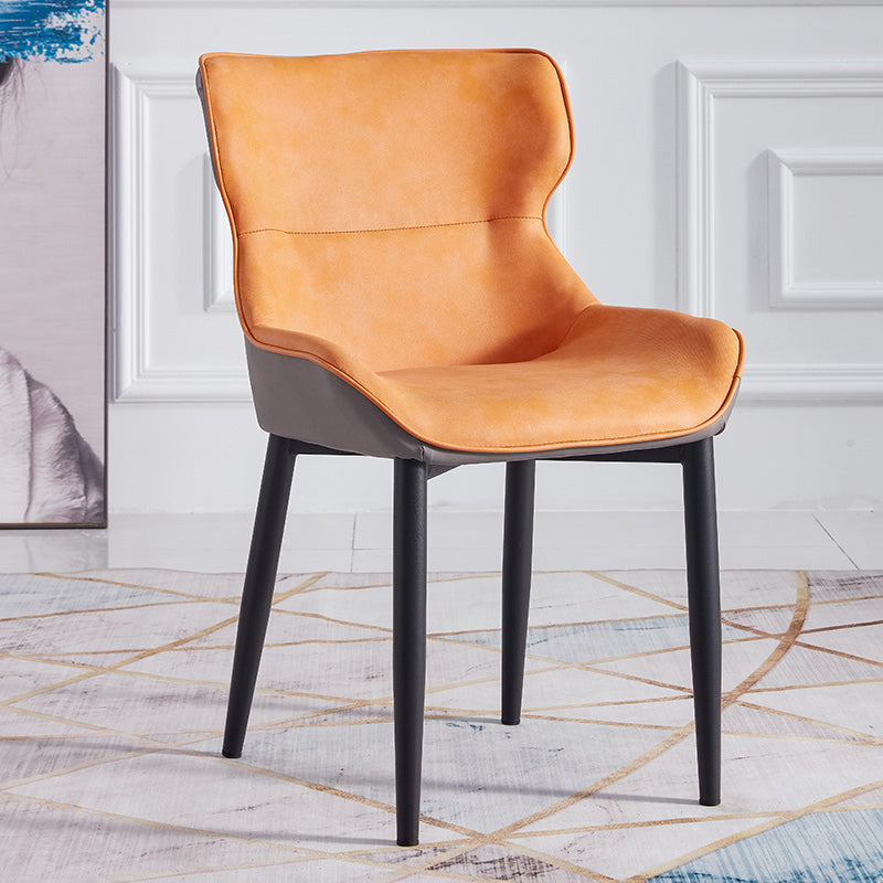 Inicio Sillón escandinavo Wingback Silla de comedor tapizada de metal