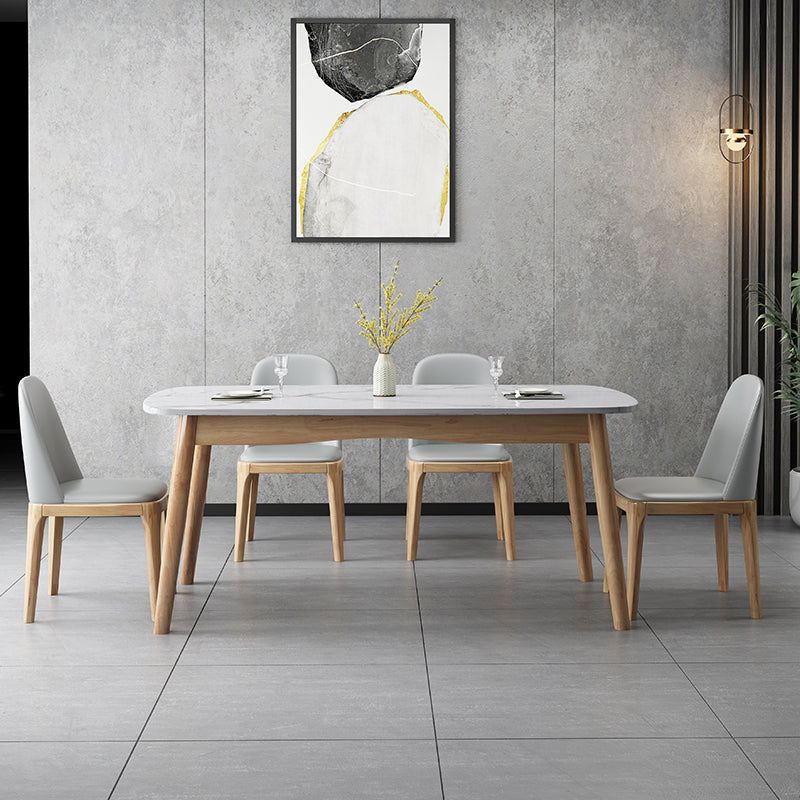 Silla lateral casera escandinava Silla de comedor tapizada de madera con respaldo macizo