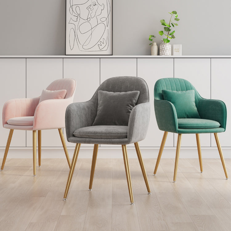 Fauteuil de salle à manger scandinave en flanelle, chaise de salle à manger de couleur mate à dossier solide