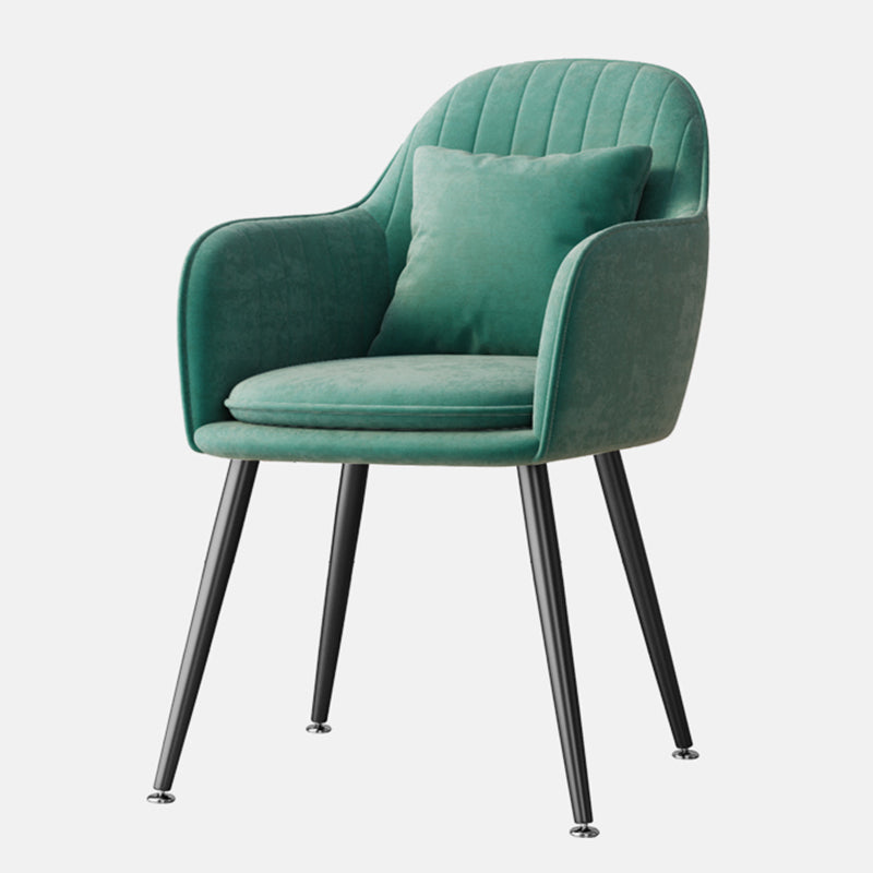Fauteuil de salle à manger scandinave en flanelle, chaise de salle à manger de couleur mate à dossier solide