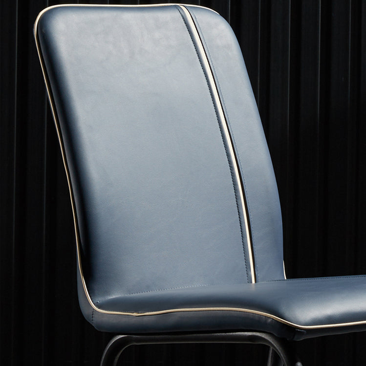 Silla de comedor de cuero de estilo moderno, silla sin brazos de cocina con patas de metal