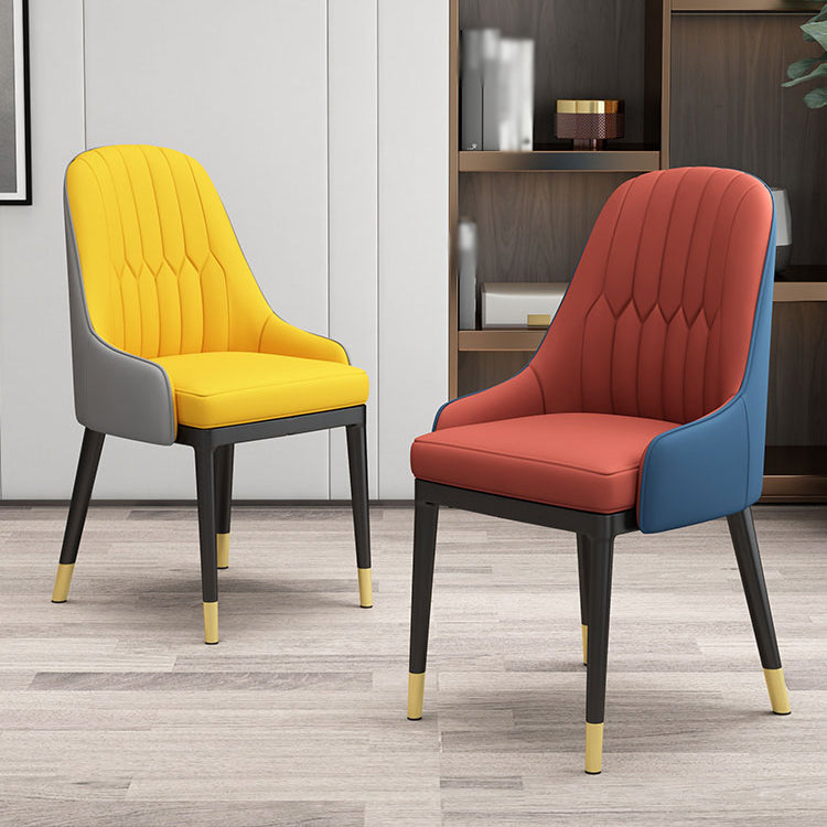 Silla de comedor de estilo escandinavo de metal, sillón de comedor Parsons para el hogar