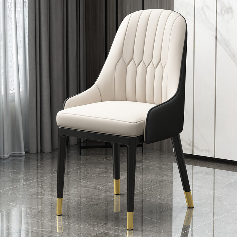 Silla de comedor de estilo escandinavo de metal, sillón de comedor Parsons para el hogar