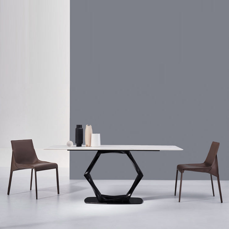 Silla de cuero para el hogar estilo diseñador, acabado mate, silla lateral de comedor Parsons