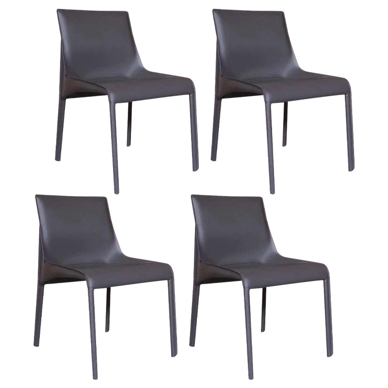 Silla de cuero para el hogar estilo diseñador, acabado mate, silla lateral de comedor Parsons
