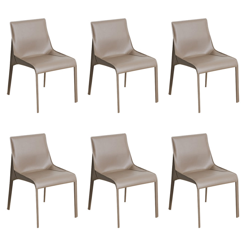 Silla de cuero para el hogar estilo diseñador, acabado mate, silla lateral de comedor Parsons