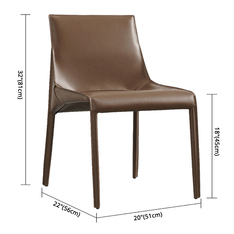 Silla de cuero para el hogar estilo diseñador, acabado mate, silla lateral de comedor Parsons