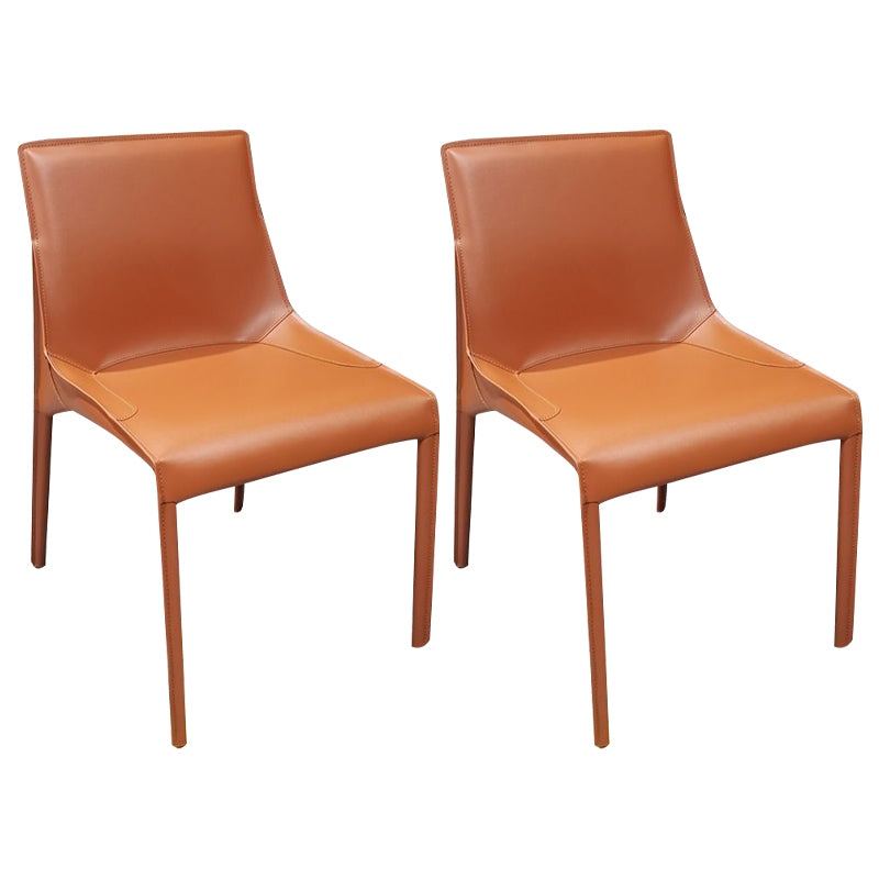 Silla de cuero para el hogar estilo diseñador, acabado mate, silla lateral de comedor Parsons