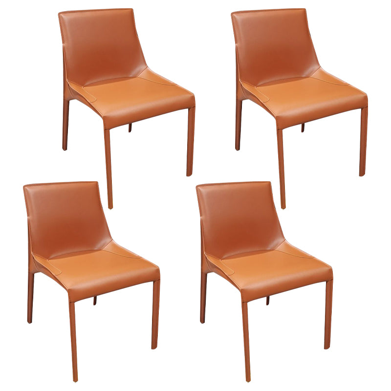 Silla de cuero para el hogar estilo diseñador, acabado mate, silla lateral de comedor Parsons