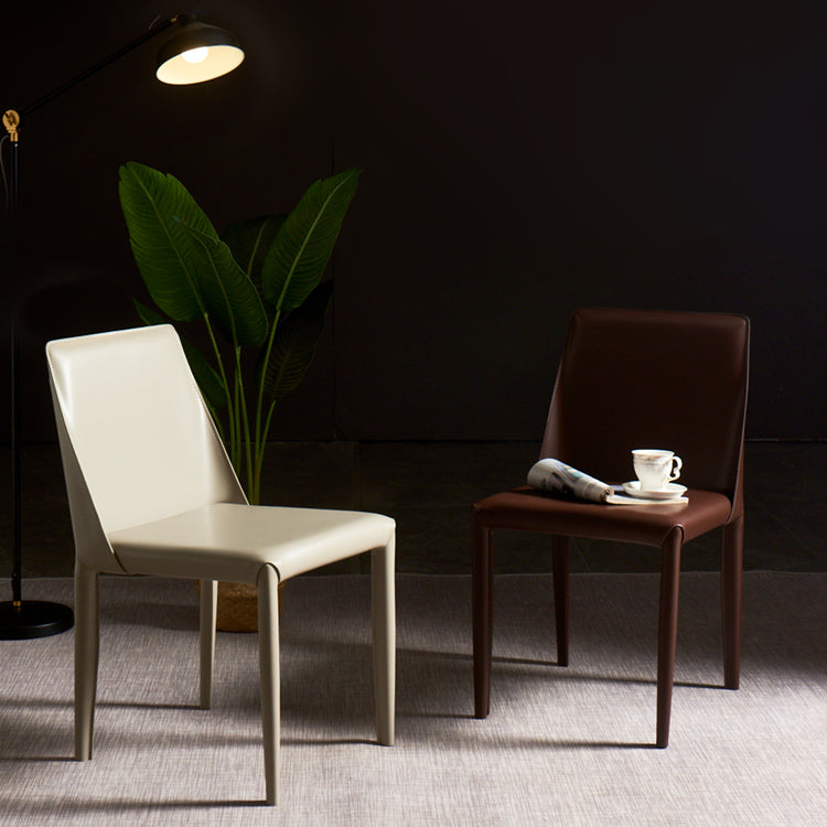 Chaise de maison en cuir de style design, finition mate, chaise d'appoint Parsons pour salle à manger