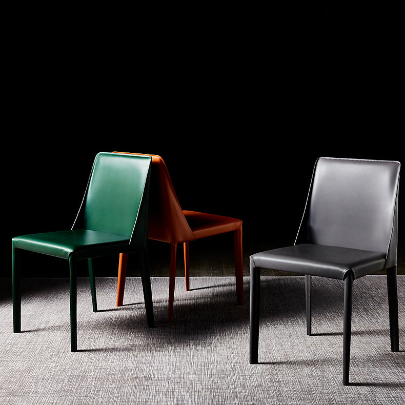 Chaise de maison en cuir de style design, finition mate, chaise d'appoint Parsons pour salle à manger