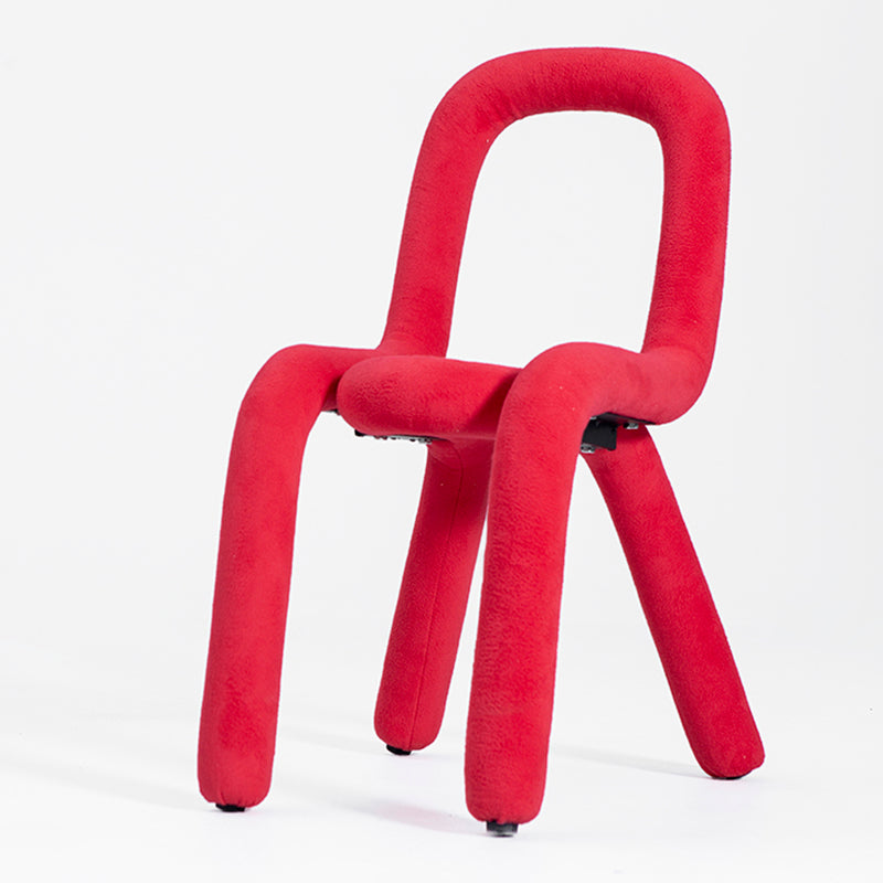 Silla lateral de salón de estilo diseñador de terciopelo, silla de comedor con respaldo abierto y acabado mate