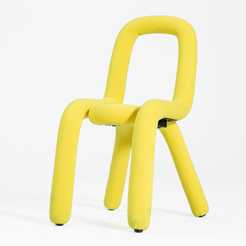 Silla lateral de salón de estilo diseñador de terciopelo, silla de comedor con respaldo abierto y acabado mate