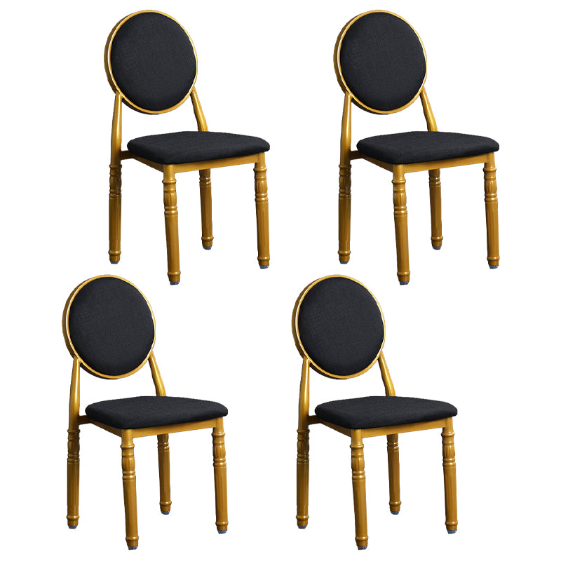Silla lateral casera escandinava Silla lateral de comedor tapizada de metal con respaldo abierto