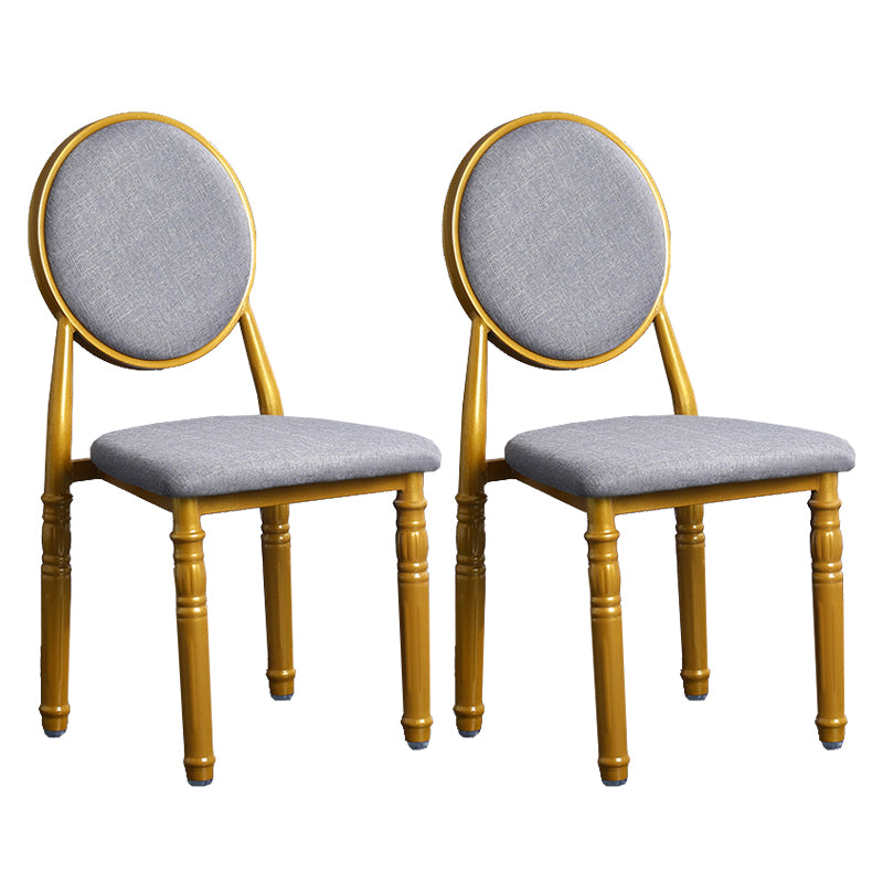 Silla lateral casera escandinava Silla lateral de comedor tapizada de metal con respaldo abierto