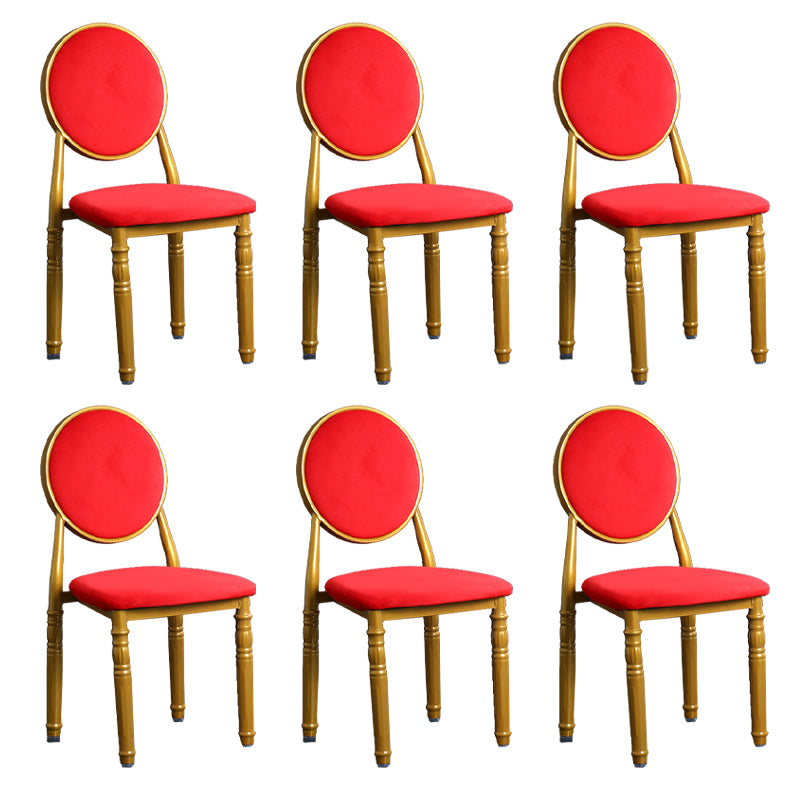 Silla lateral casera escandinava Silla lateral de comedor tapizada de metal con respaldo abierto