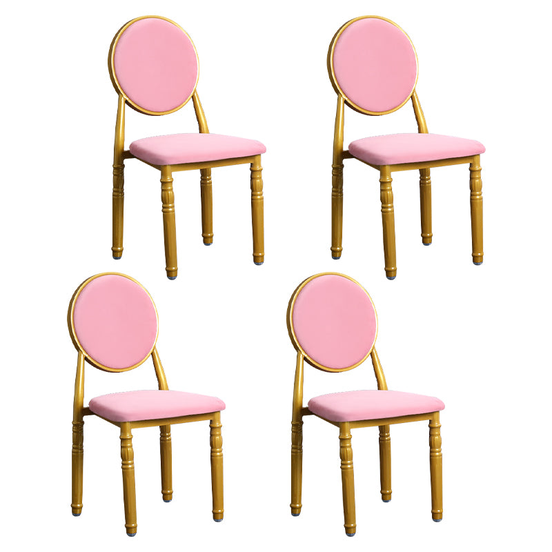Silla lateral casera escandinava Silla lateral de comedor tapizada de metal con respaldo abierto