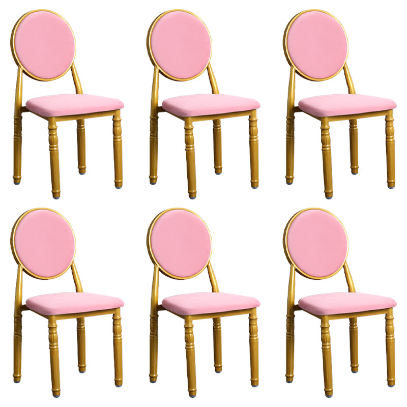 Silla lateral casera escandinava Silla lateral de comedor tapizada de metal con respaldo abierto