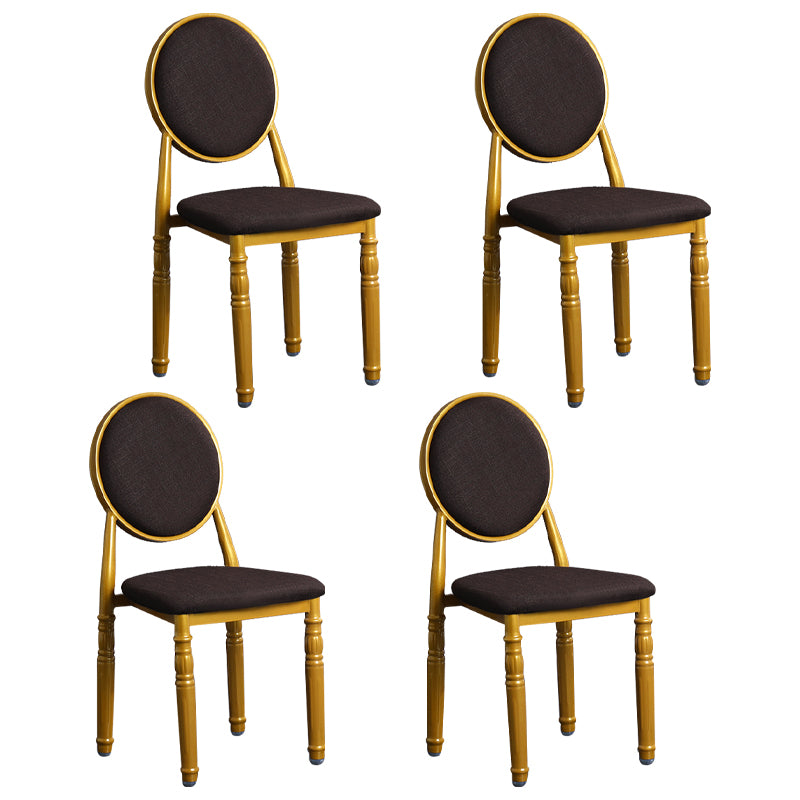 Silla lateral casera escandinava Silla lateral de comedor tapizada de metal con respaldo abierto