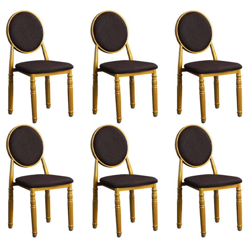 Silla lateral casera escandinava Silla lateral de comedor tapizada de metal con respaldo abierto