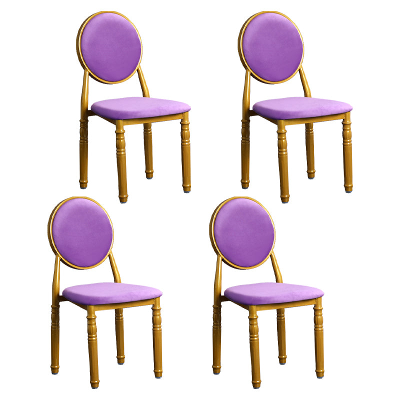 Silla lateral casera escandinava Silla lateral de comedor tapizada de metal con respaldo abierto