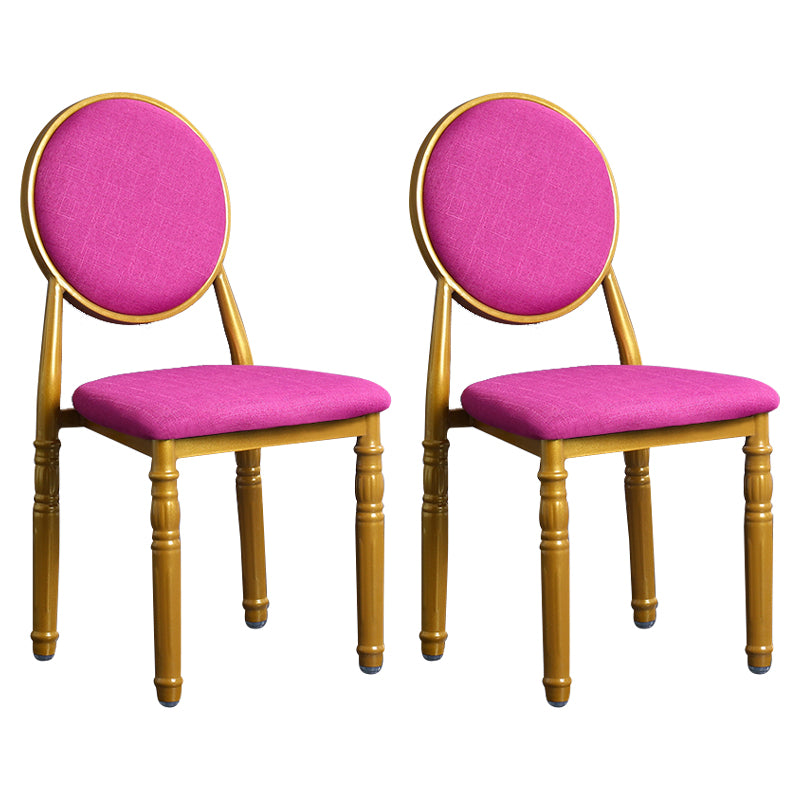 Silla lateral casera escandinava Silla lateral de comedor tapizada de metal con respaldo abierto