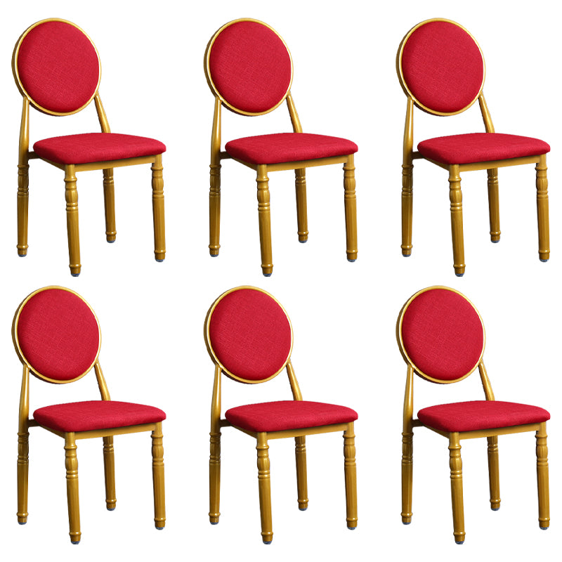 Silla lateral casera escandinava Silla lateral de comedor tapizada de metal con respaldo abierto