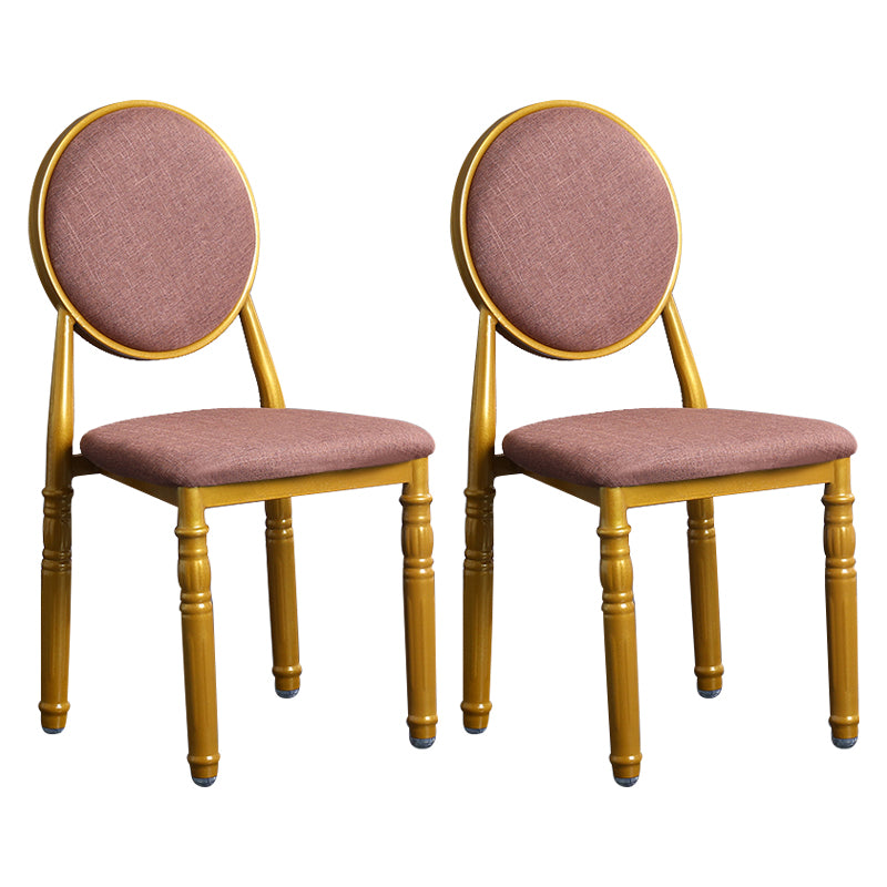 Silla lateral casera escandinava Silla lateral de comedor tapizada de metal con respaldo abierto