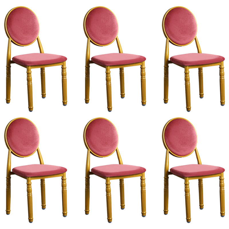 Silla lateral casera escandinava Silla lateral de comedor tapizada de metal con respaldo abierto