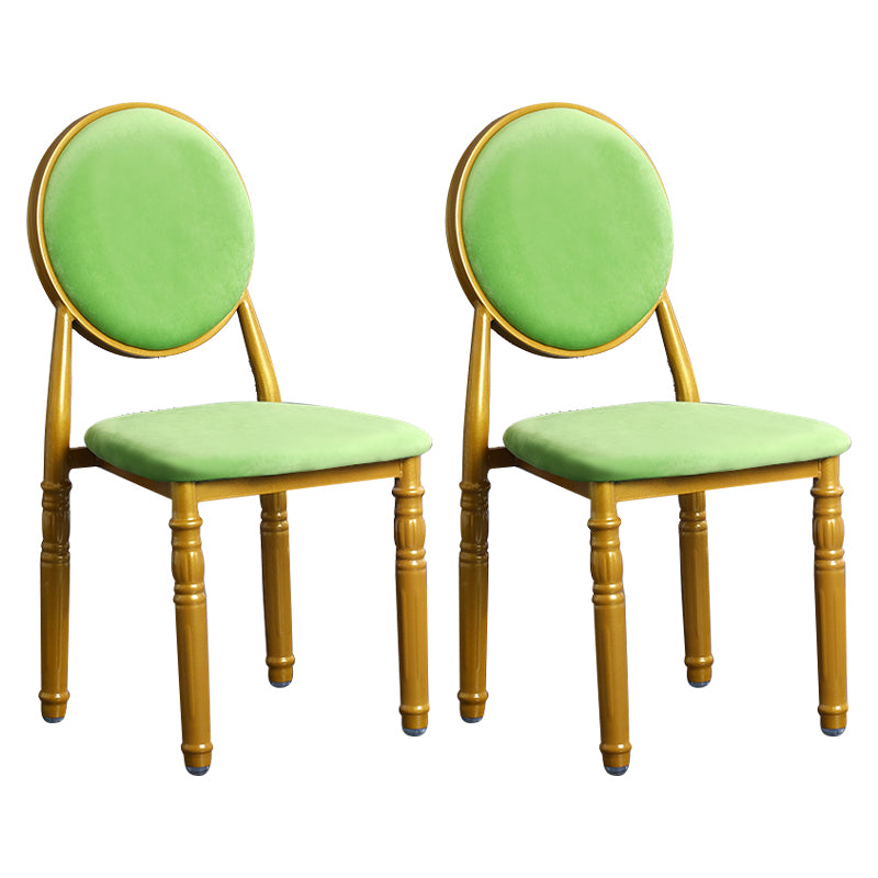 Silla lateral casera escandinava Silla lateral de comedor tapizada de metal con respaldo abierto