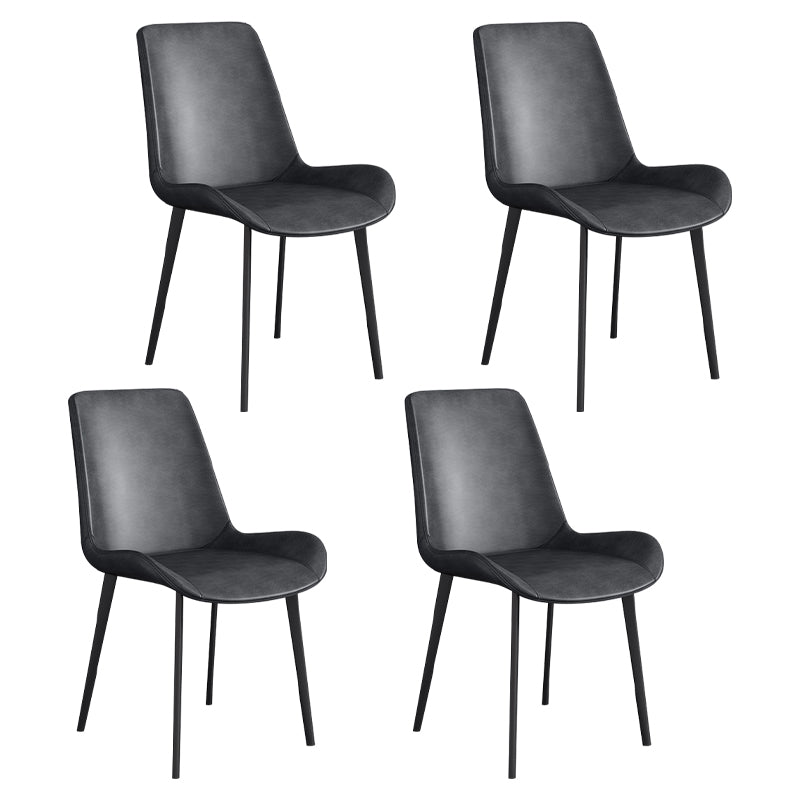 Chaise d'appoint de restaurant scandinave en cuir, chaise de salle à manger Parsons avec pieds en métal