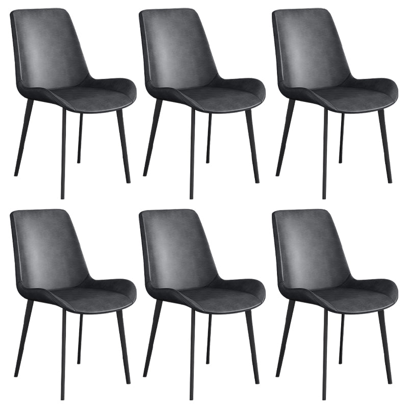 Chaise d'appoint de restaurant scandinave en cuir, chaise de salle à manger Parsons avec pieds en métal