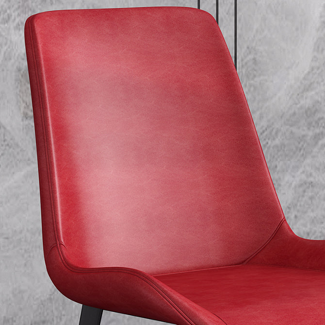 Chaise d'appoint de restaurant scandinave en cuir, chaise de salle à manger Parsons avec pieds en métal