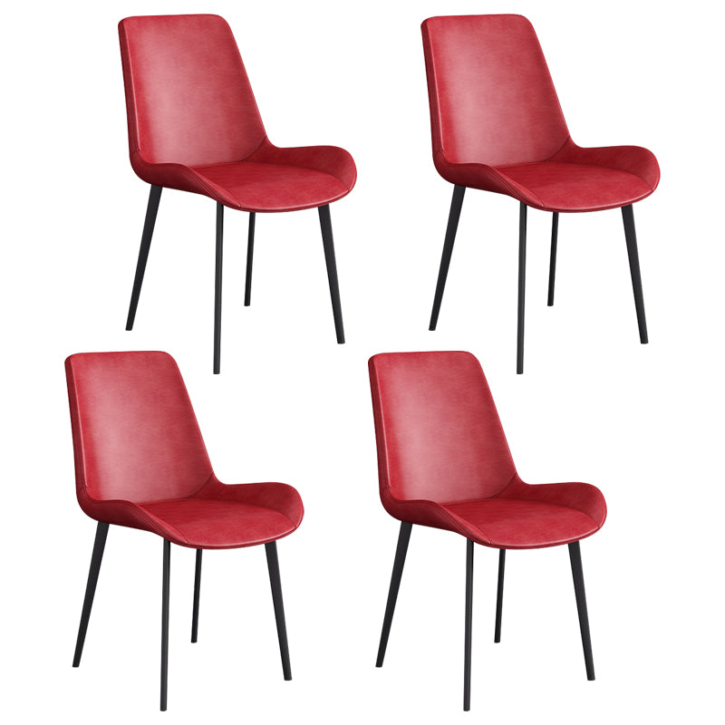 Chaise d'appoint de restaurant scandinave en cuir, chaise de salle à manger Parsons avec pieds en métal