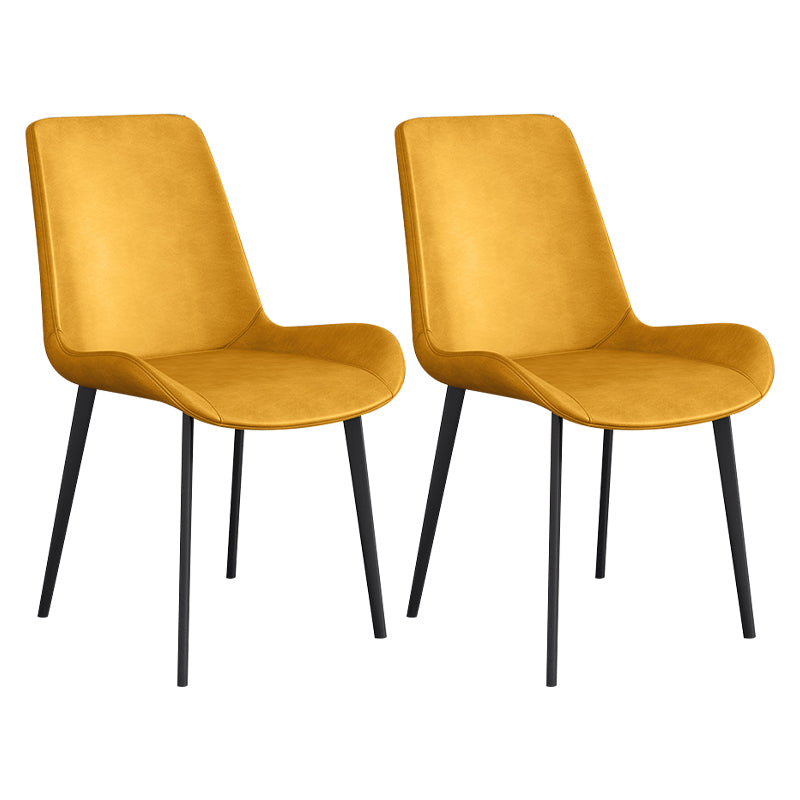 Chaise d'appoint de restaurant scandinave en cuir, chaise de salle à manger Parsons avec pieds en métal
