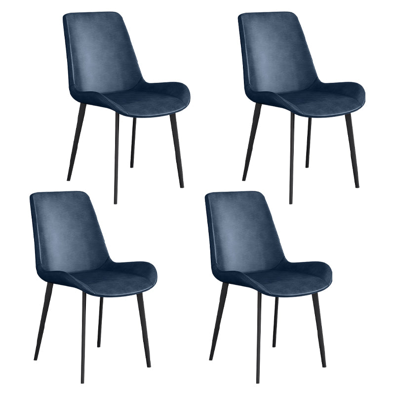 Chaise d'appoint de restaurant scandinave en cuir, chaise de salle à manger Parsons avec pieds en métal