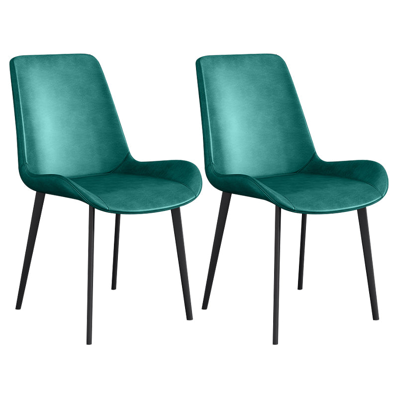 Chaise d'appoint de restaurant scandinave en cuir, chaise de salle à manger Parsons avec pieds en métal