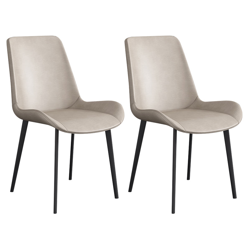 Chaise d'appoint de restaurant scandinave en cuir, chaise de salle à manger Parsons avec pieds en métal
