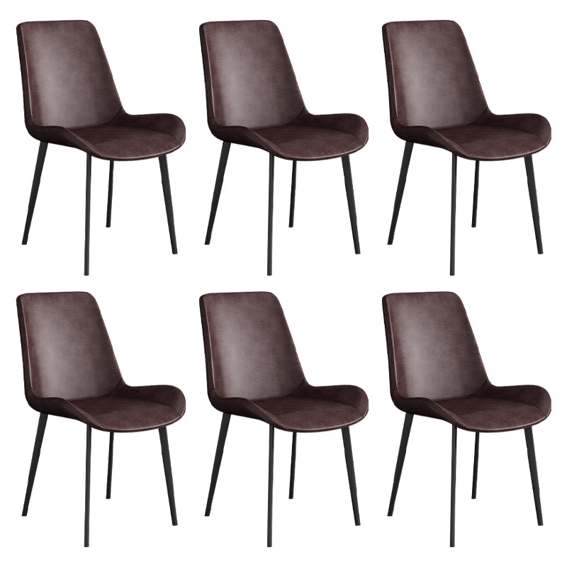 Chaise d'appoint de restaurant scandinave en cuir, chaise de salle à manger Parsons avec pieds en métal