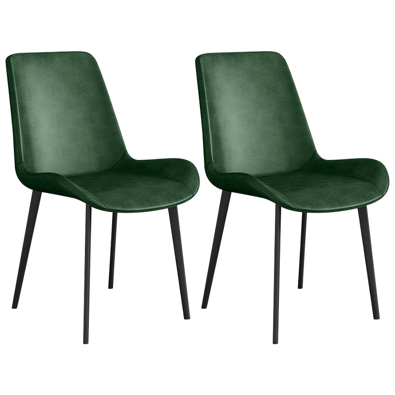 Chaise d'appoint de restaurant scandinave en cuir, chaise de salle à manger Parsons avec pieds en métal