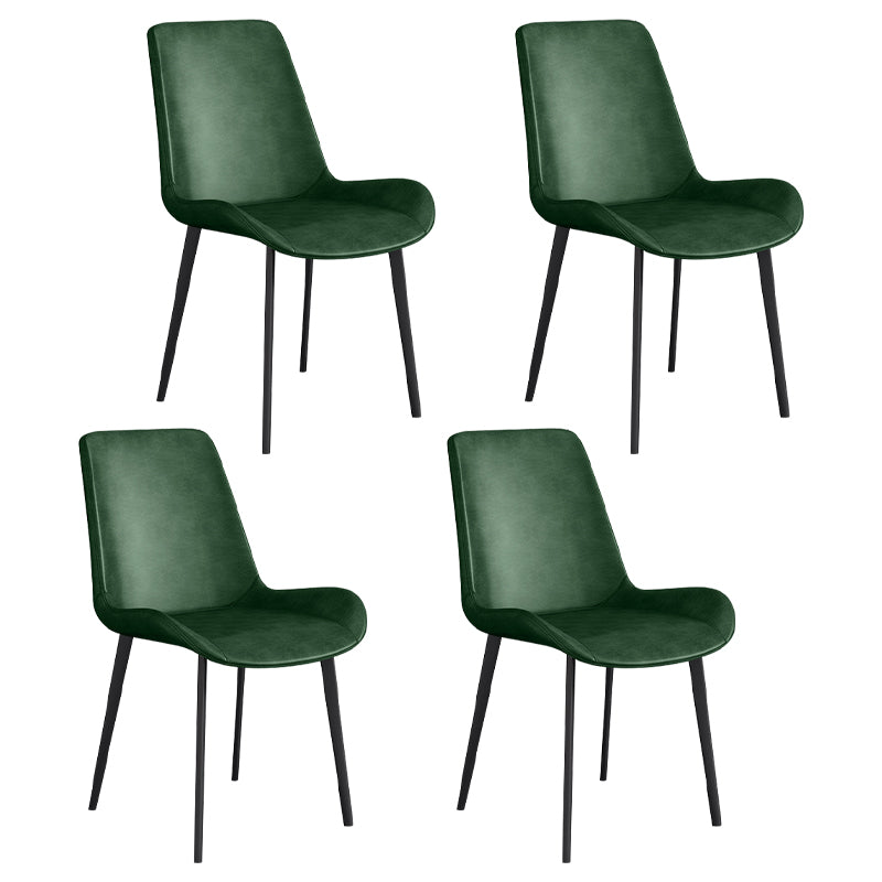Chaise d'appoint de restaurant scandinave en cuir, chaise de salle à manger Parsons avec pieds en métal