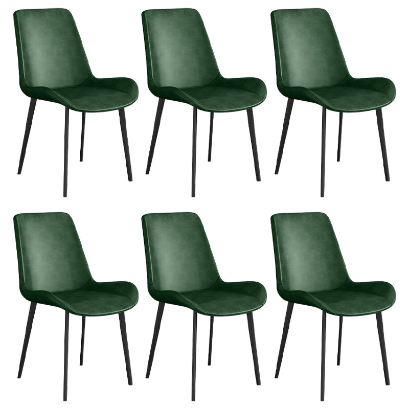 Chaise d'appoint de restaurant scandinave en cuir, chaise de salle à manger Parsons avec pieds en métal