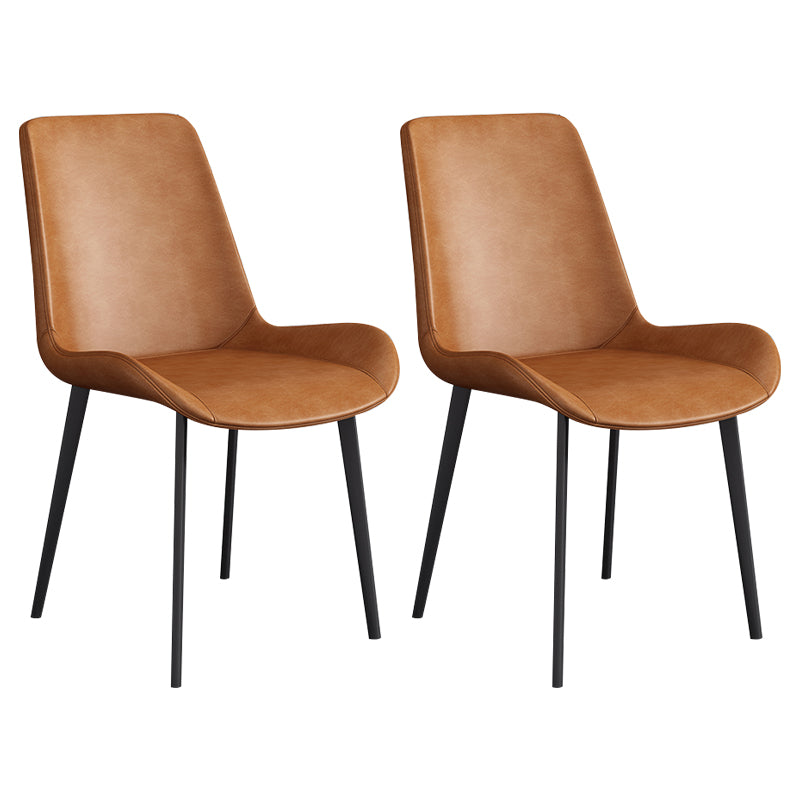 Chaise d'appoint de restaurant scandinave en cuir, chaise de salle à manger Parsons avec pieds en métal