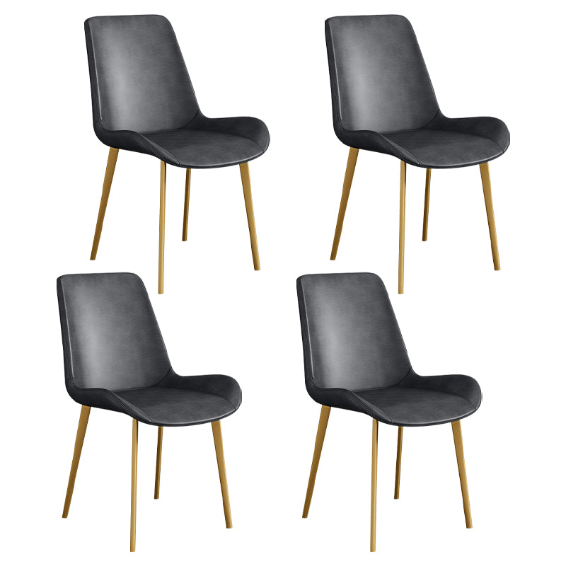 Chaise d'appoint de restaurant scandinave en cuir, chaise de salle à manger Parsons avec pieds en métal