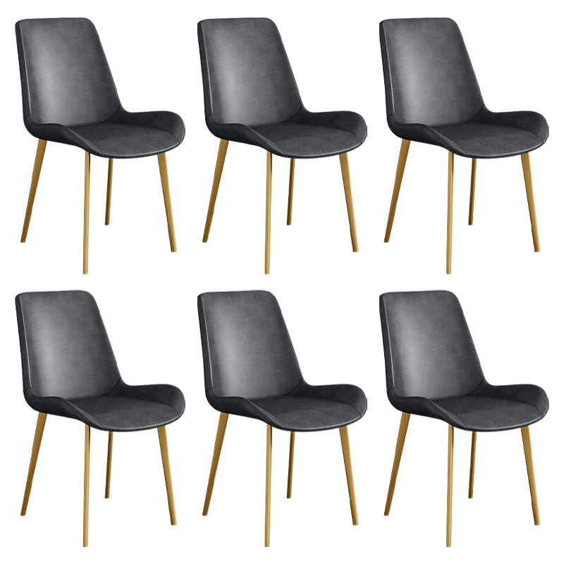 Chaise d'appoint de restaurant scandinave en cuir, chaise de salle à manger Parsons avec pieds en métal
