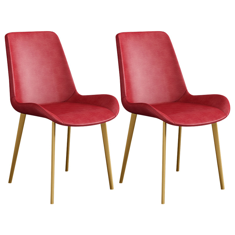 Chaise d'appoint de restaurant scandinave en cuir, chaise de salle à manger Parsons avec pieds en métal