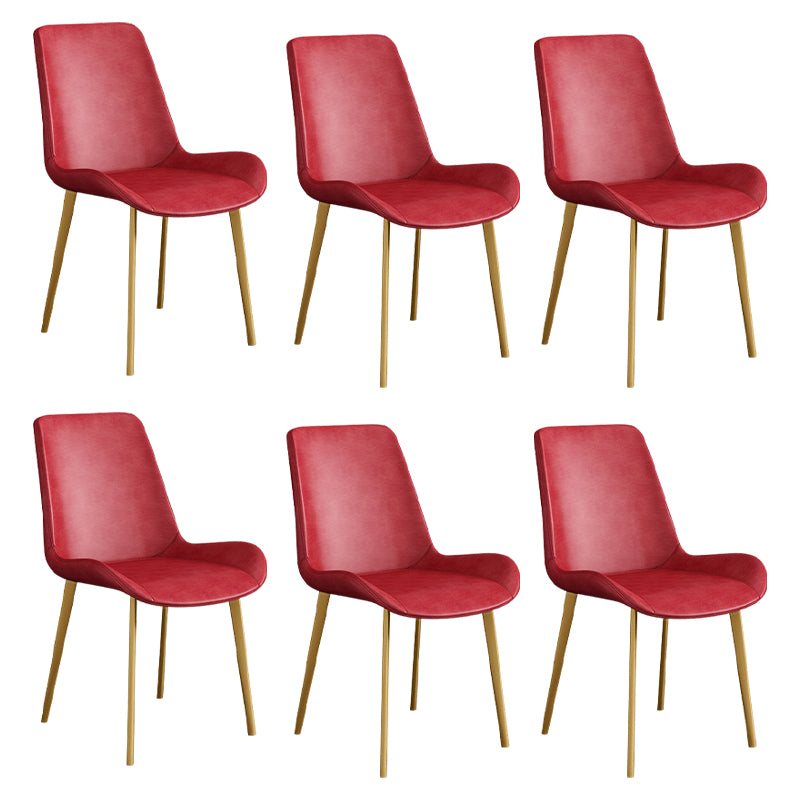 Chaise d'appoint de restaurant scandinave en cuir, chaise de salle à manger Parsons avec pieds en métal